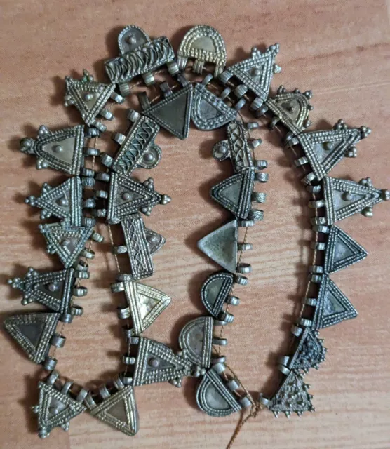Antique Handmade Ethiopian  Silver Telsum Prayer Box Beads  Necklace, Africa