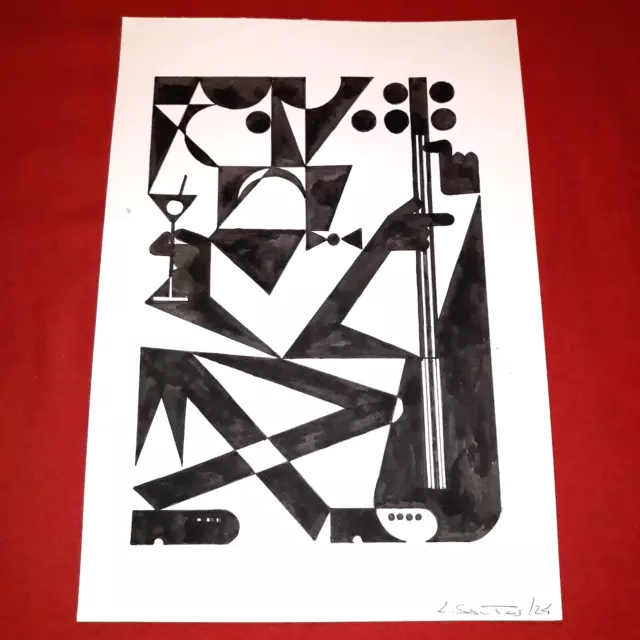 Jazz Musician Contemporary Minimalim Acrylic Hand Painting (A4)