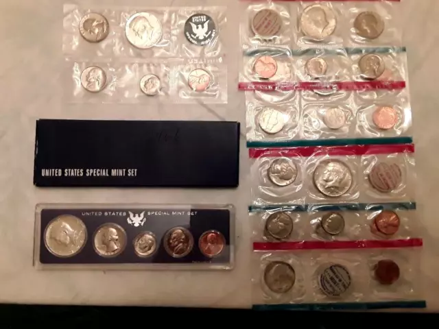 Lot of 5 US Mint Sets 1965-1966-1967-1969-1970 UNC.