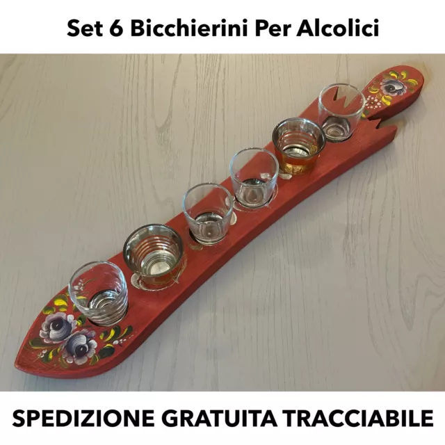 SET 6 Bicchieri Shot Da Liquore / Alcolici / Amari ARTIGIANALE MADE IN ITALY