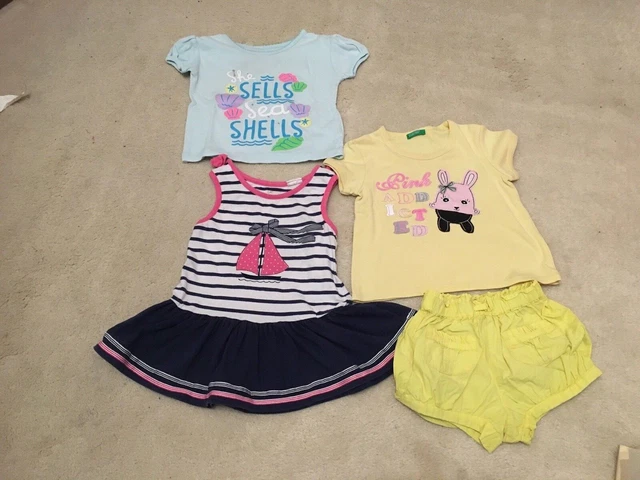 vestiti bambina 18-24 mesi pacchetto 4 pezzi cotone, diversi designer