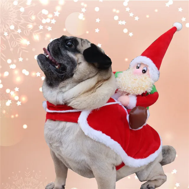 Pet Dog Cat Puppy Costume Christmas Xmas Santa Claus Riding Apparel Party Outfit