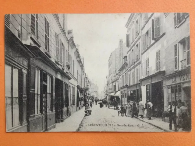 Carte Postale 1900 ARGENTEUIL Val d'Oise La GRANDE RUE à Marcelle TOUZELIN