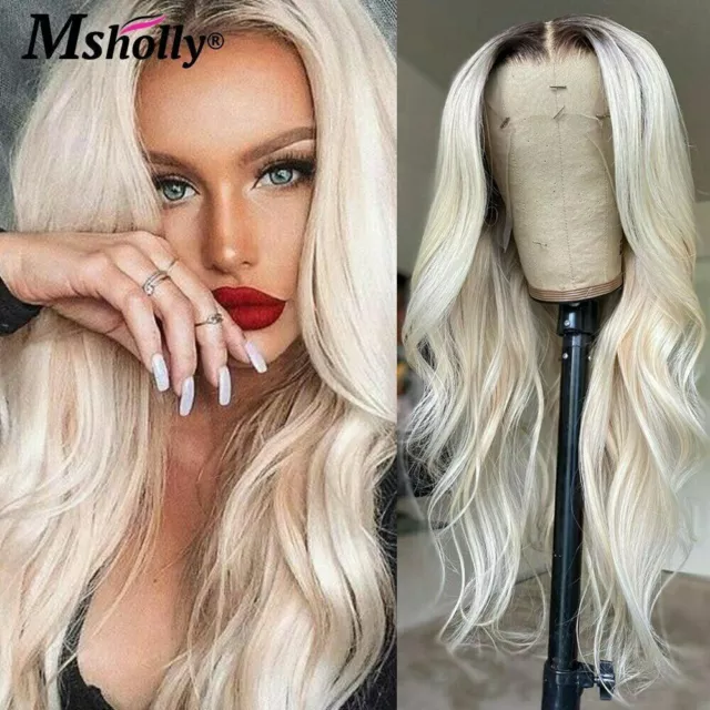 Body Wave Lace Front Human Hair Wigs Platinum Blonde HD Transparent Pre Plucked