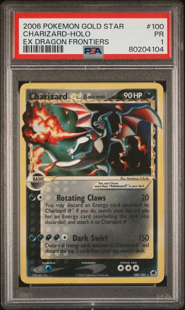 2006 Pokemon Gold Star EX Dragon Frontiers #100 Charizard - Holo PSA 1