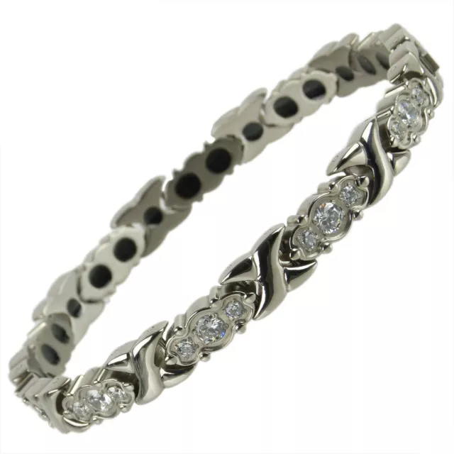 Ladies Titanium Magnetic Bracelet with Chrome Crystals Finish Stylish Magnets...