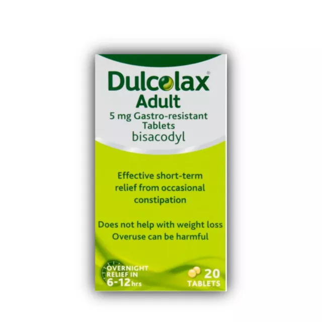 Dulcolax 5mg Bisacodyl Tablets Constipation Laxative. 20/40/60/120 Tablets.