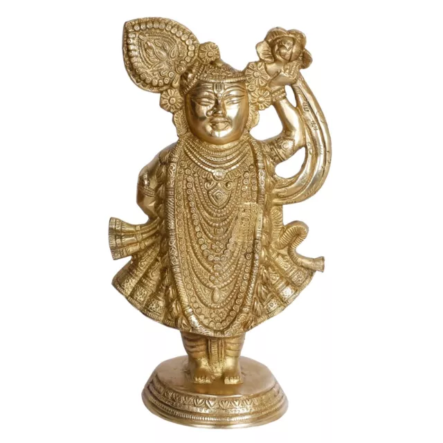 MULTI STORE ENTERPRISES Brass Shrinathji murti God of Krishna (Heigh 12.5 Inch)