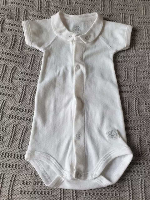 Petit Bateau White Collared Top  Age 3 Months