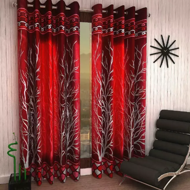 Polyester Door Curtain Beautiful Eyelet Shalimar Frill Tree Panel Window Curtain