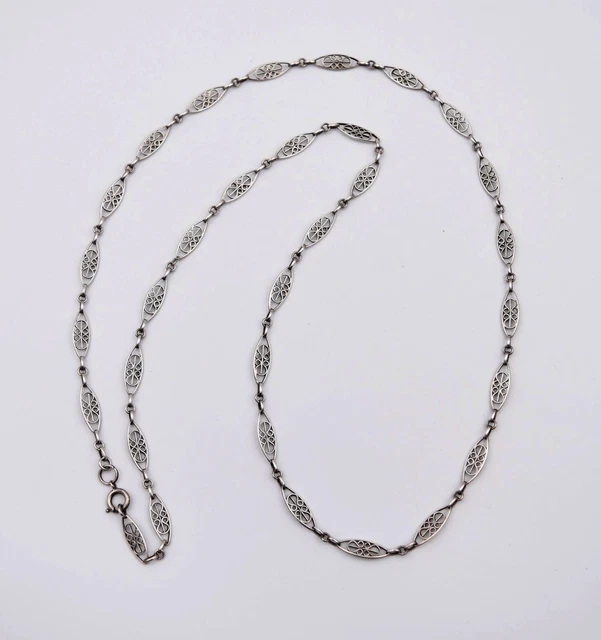 Sautoir argent motif losange bicolore rose en 80 cm- chez Sainte Foy Bijoux