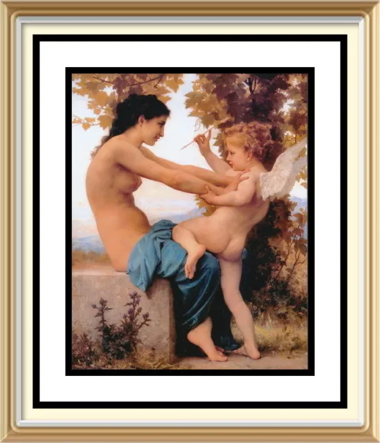 Bouguereau Kunstdruck - Göttin Venus JUNGES MÄDCHEN VERTEIDIGT GEGEN EROS Liebe Gott