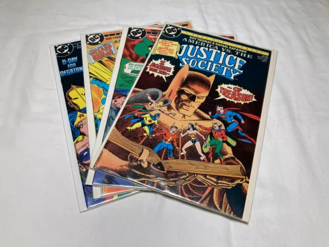 America vs The Justice Society 1-4 NM to VF 9.4 to 8.0 Complete Series 1985