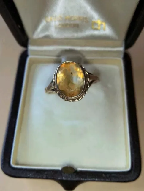 Vintage 9 Carat Gold Citrine Ring