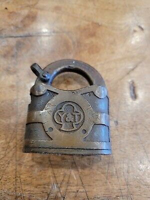 Vtg Antique Yale & Towne Brass Lock Padlock U.S.A. Logo Stamford Conn No Key