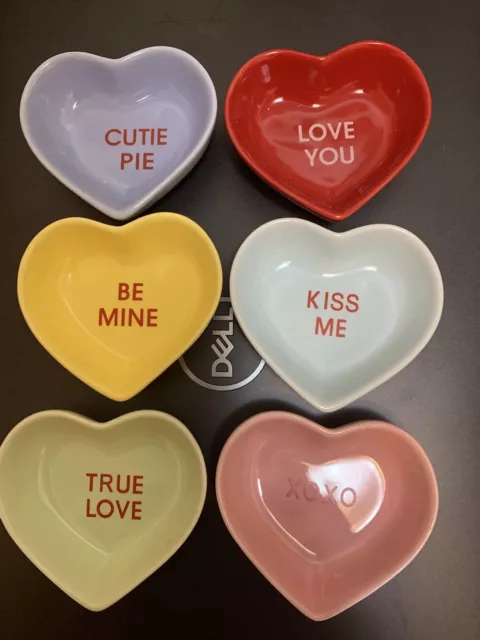Fiesta Ware, 6 Candy Heart Bowls  Cutie Pie, Be Mine, Kiss Me, Xoxo, Love You,