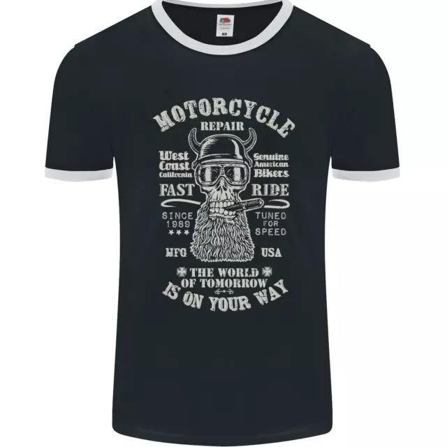 T-shirt Riparazione Moto Biker Uomo Ringer FotoL