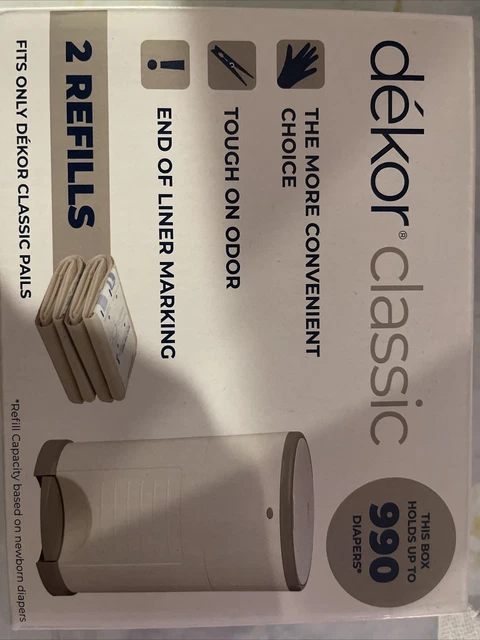 Dekor Classic Diaper Pail Refills | 2 Refills |holds Up To 990 Diapers