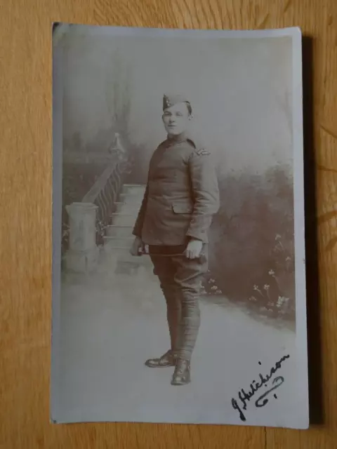 WW1 Signed Real Photo Postcard of Royal Flying Corps Airman J HUTCHISON