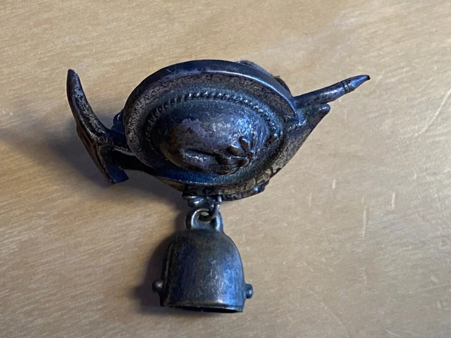 Vintage German Hat Pin Hat with Rifle and bell