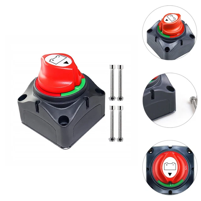 Interruttore Isolatore Batteria Riloer 12V-48V 300A | Per Barca, Camper, Auto, ATV | Sezionatore Con Manopola Rimovibile - 3