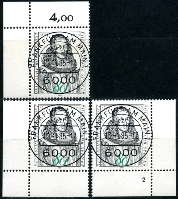 Bund Eckrand "Philipp J. Spener", 3 verschied, Form-Nr 2, MiNr 1235
