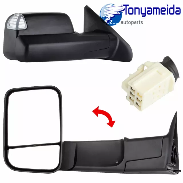 Tow Mirror L/R Power Heated Telescoping For Dodge Ram 1500 98-01/2500 3500 98-02