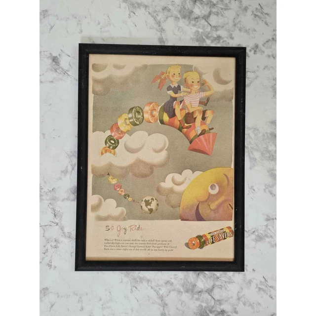 Vintage Life Savers 1946 Print Ad Wall Art Framed Texarkana AR Candy Rocket Ride