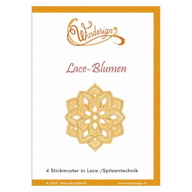 Windesign Stickmuster CD Blumen Lace- Spitzentechnik 4 Stickmuster Stickmaschine