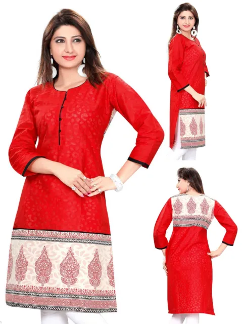 Ethnic Pakistani Ethnic Cotton Kurti Top Tunic Kurta Dress Party Women 390