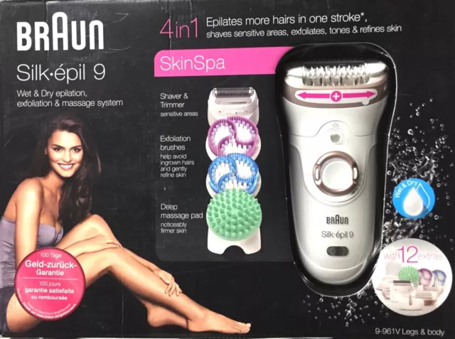 Braun Silk-épil 9 Skin Spa 9-961v Ladies Wet/Dry Epilator Shaver Exfoliator NEW