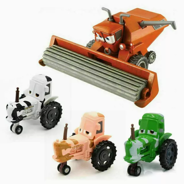 4-Pack Disney Pixar Frank Cars Cow Tractors Diecast Toys Vehicle Car 1:55 Loose