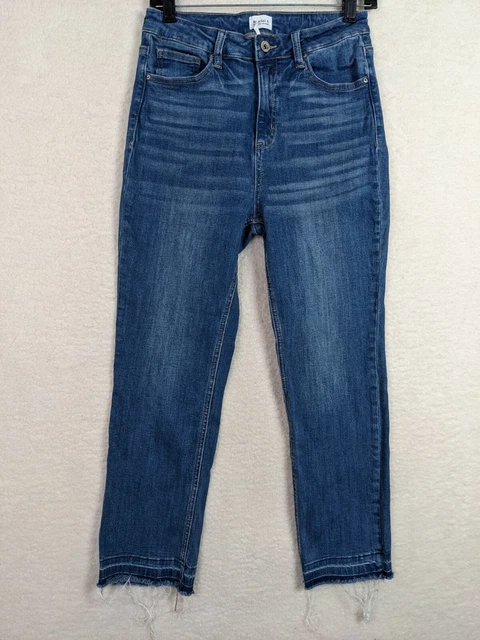 Special A Women's Blue Mid Rise Raw Hem skinny Jeans Size 7