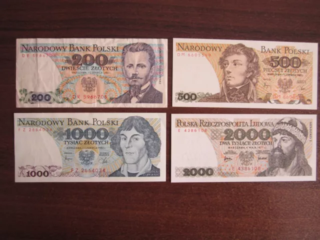 Polen, 200- 2000 Zlotych, 1977- 1986