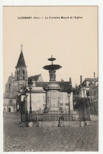 CLERMONT - Oise - CPA 60 - la fontaine Massé et l' église