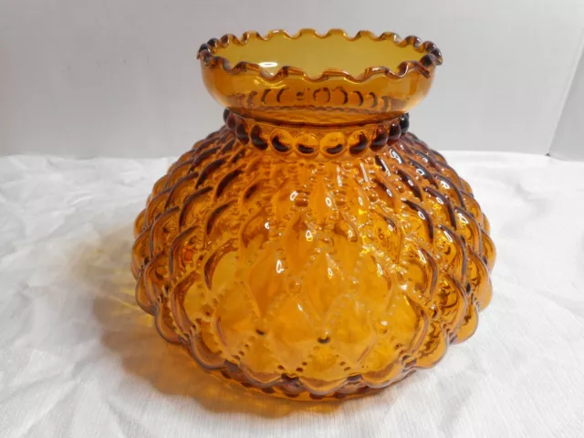 Amber Quilted Glass Hurricane Lamp Shade Light Chandelier Globe 6 1/2" INSERT