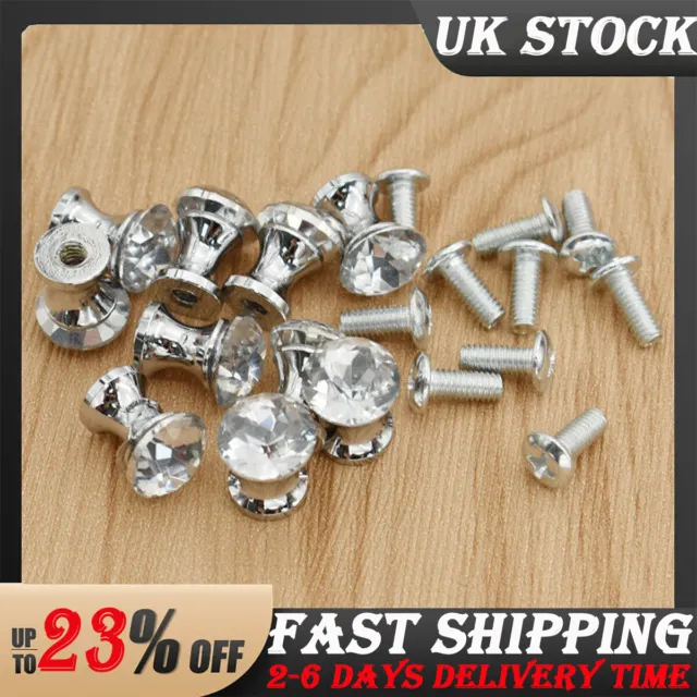 10PCS Small 12mm Knobs Crystal Pulls With Screw Cabinet Drawer Pulls Knob Decors