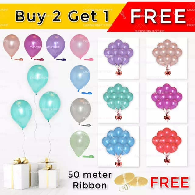 100 PCS Pearlized Balloons Helium Latex Metallic 10" " Wedding Birthday Party UK