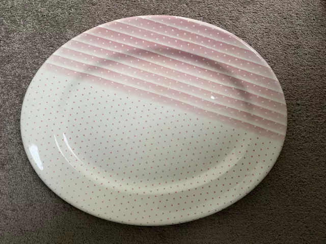 Churchill England Serving Platter - Pink/white, Stripes/dots - 30.5cm L, 24cm W