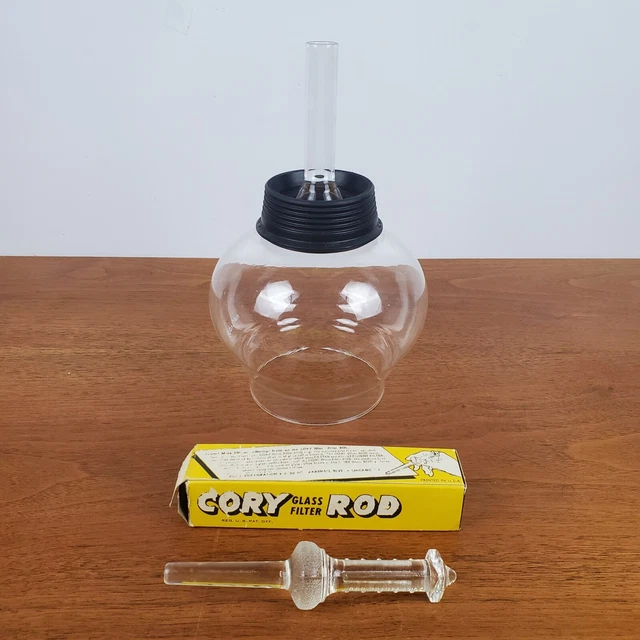 Vtg CORY DRU Top Chamber Bowl Vacuum Pot Coffee Maker Glass Filter Rod Vtg CORY DRU Top Chamber Bowl Vacuum Pot Coffee Maker Glass Filter Rod