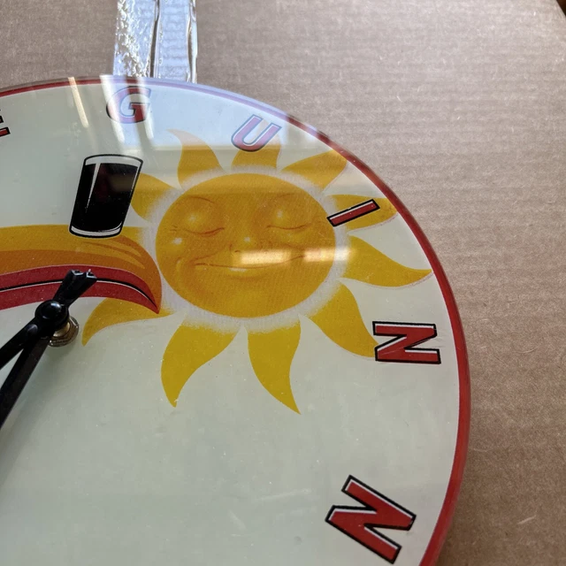 OFFICIAL GUINNESS TOUCAN Glass Wall Clock Guinness Time 12” Round Non