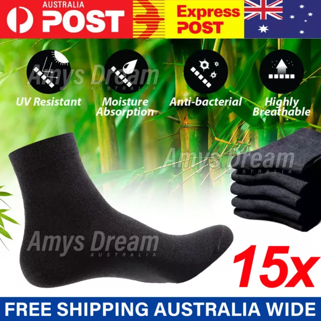 1/2/3Pairs Mens Bamboo Fibre Socks Odor Resistant Sweat Black Natural Fiber M