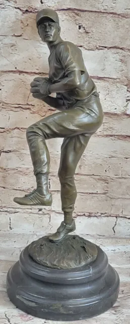 Baseball Pitcher Pure Solid Bronze Sculpture Award Trophy Hand Made Art Sale