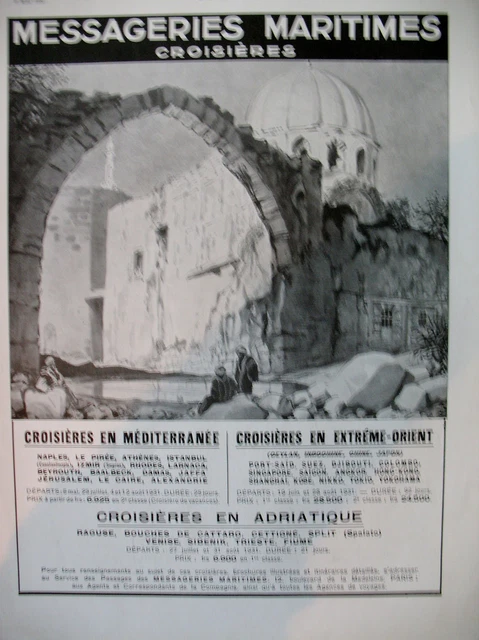 Publicite De Presse Tourisme Messageries Maritimes Croisieres French Ad 1931