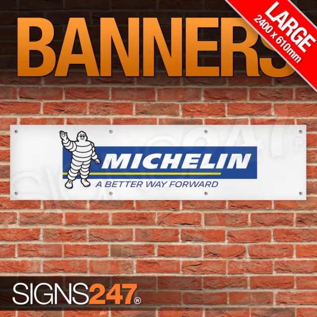 MICHELIN TYRES LOGO LARGE Garage Workshop Banner PVC Sign Display Motorsport