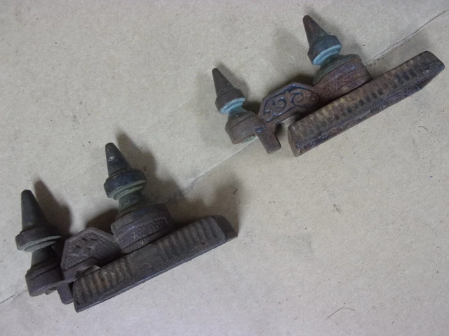 2 Vtg Victorian Cast Iron Brass Interior Wood Window Latch Lock Sash Sill Plate
