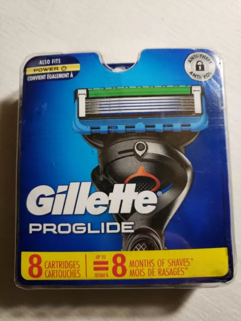 GILLETTE PROGLIDE POWER Razor Blades Blue Pack 8 Cartridges Free ...