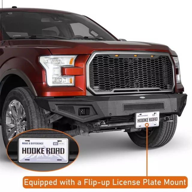 Hooke Road Steel Front Bumper w/License Plate Mount for F-150 2015 2016 2017 3