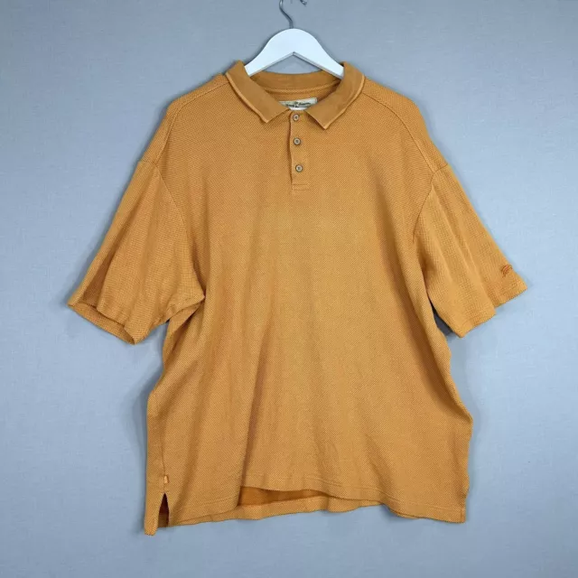 Tommy Bahama Mens Polo XXL Orange Silk Waffle Knit Golf Career Vacation Preppy