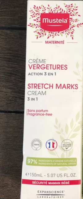 1-Mustela 3 in 1 Stretch Marks Cream 5.7 oz. Fragrance Free New in Box Exp 02/24